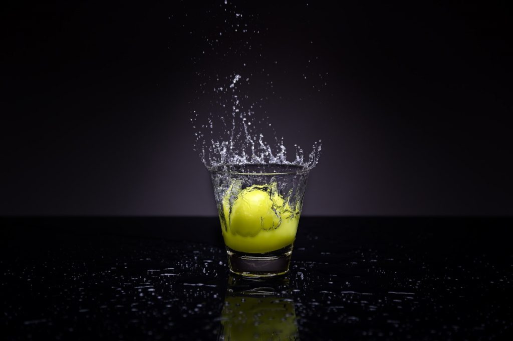 water, splash, lemon